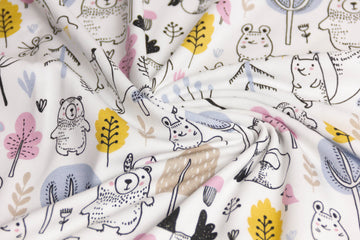 Jersey mit Waldtieren, Fräulein von Julie, weiß, 0,5 m